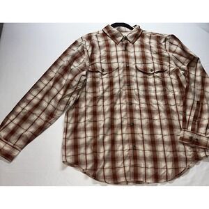 CC Filson Twin Lakes Sport Shirt Mens Large Rust Plaid Long Sleeve Button Down